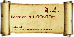 Macsicska Lóránt névjegykártya